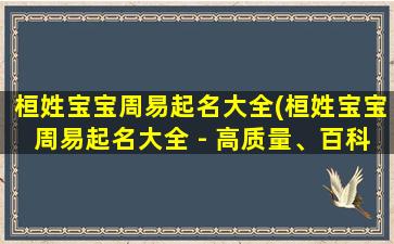 桓姓宝宝周易起名大全(桓姓宝宝周易起名大全 - 高质量、百科全书式的桓姓起名指南)